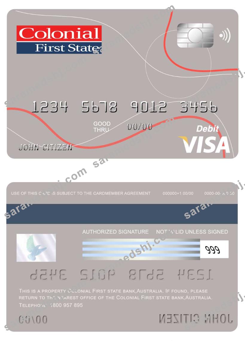 Australia Colonial First State bank visa card
